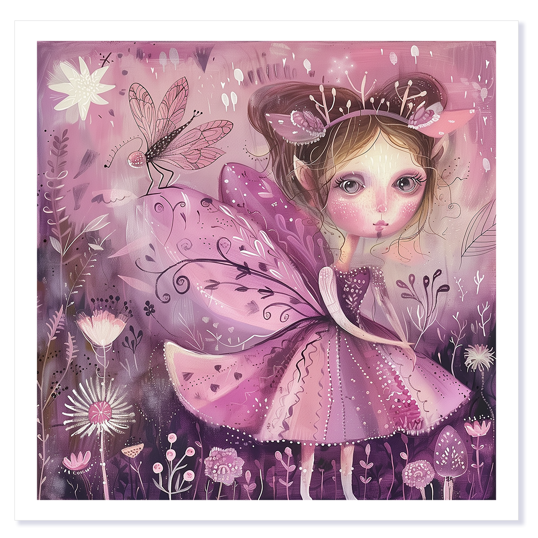 Pink Flutter Fairy Art Card