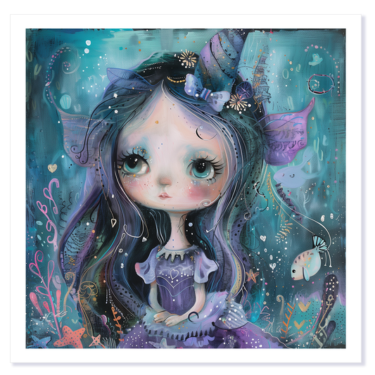 Whimsical Under-the-Sea Unicorn Fairy Art Card