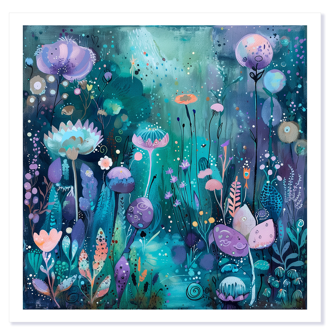 Whimsical Fantasy Garden Teal