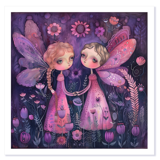 Whimsy Sister Fairies Art Card