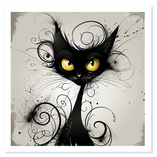 Black Cat Art Card