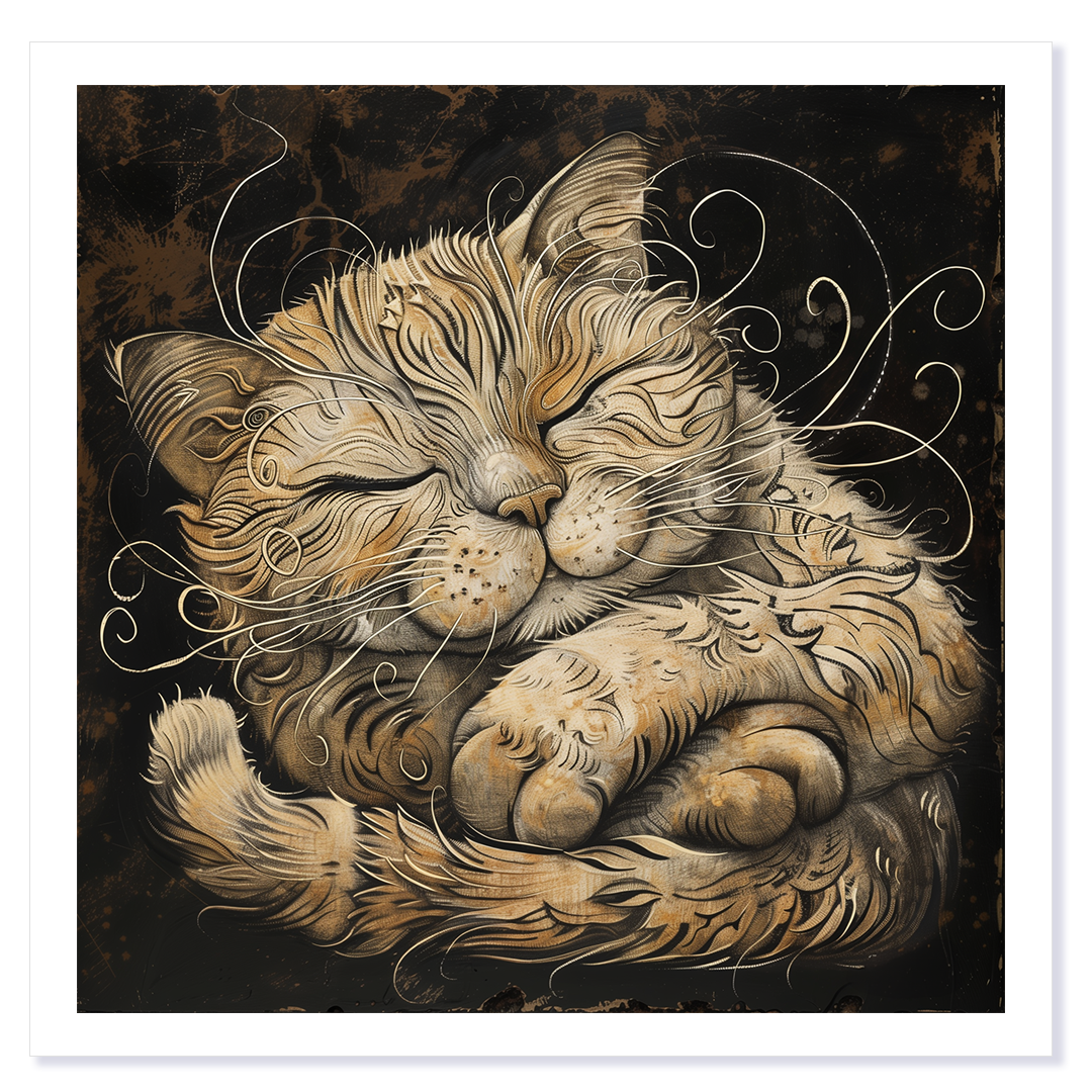 Sleeping Cat Art Card