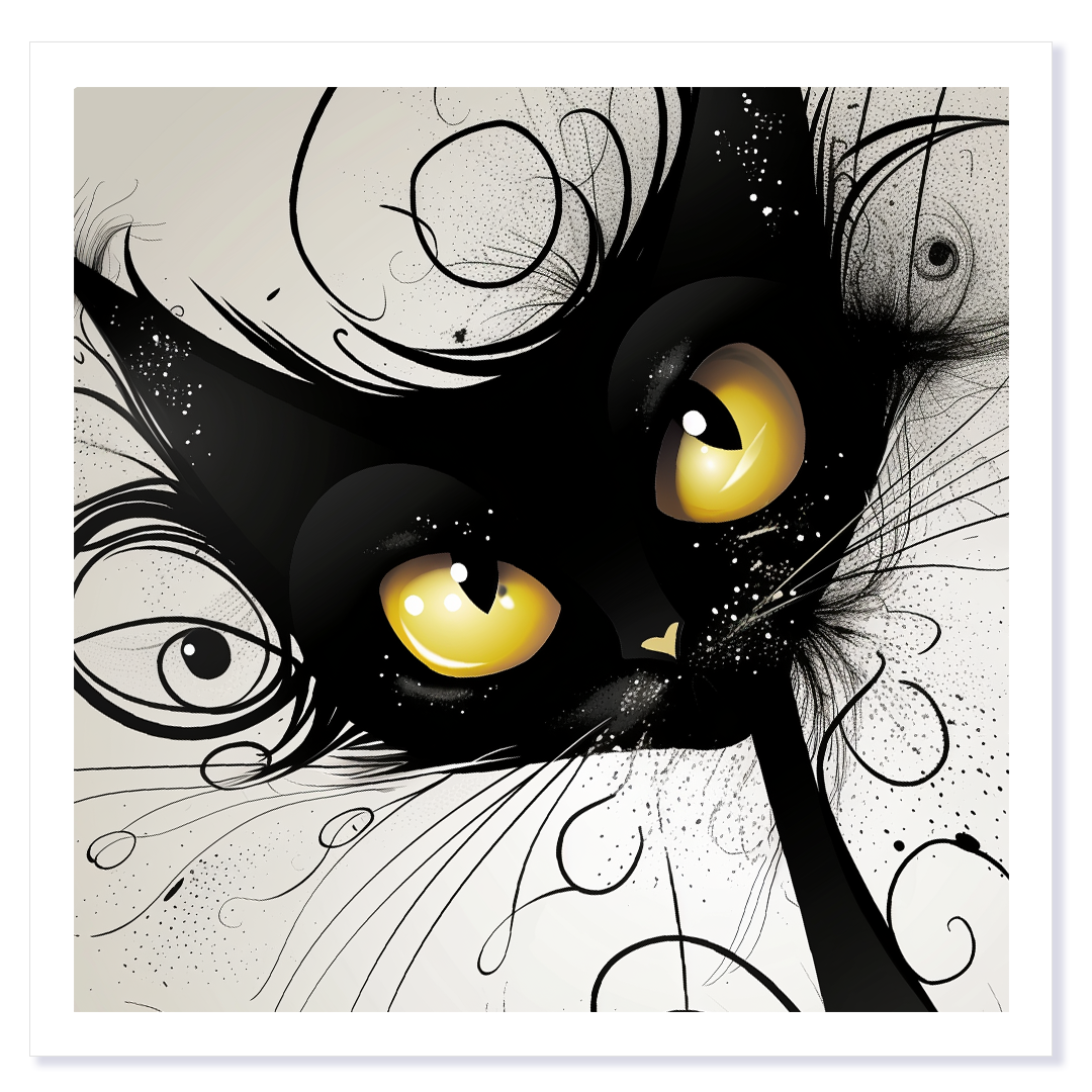 Black Cat Portrait Art Card